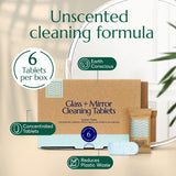 CLEANOMIC Glass and Mirror Cleaning Tablets (6 Pack) - All-Purpose Multi-Surface Household Cleaner Tablets (Scent-Free)