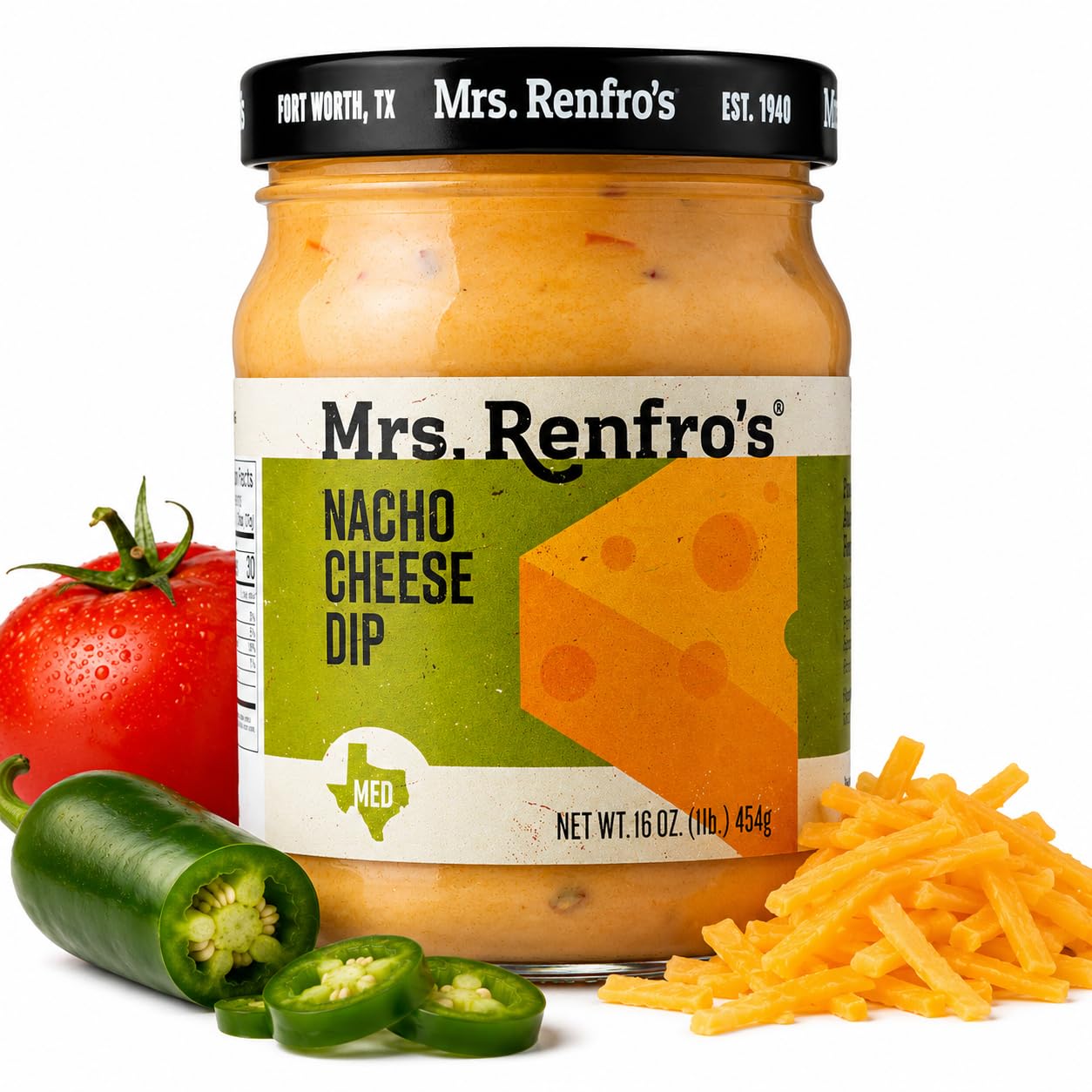 Mrs. Renfro's Nacho Cheese Sauce, 16 oz Jar (Pack of 1) - Creamy Ready-to-Serve Cheese Dip for Tortilla Chips, Nachos, Pretzels, Fries, Tacos