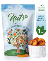 NUTS U.S. - Dried Fancy Peaches | Natural Snack | Fruity Aroma| No Added Sugar and Non GMO | Vegan and Gluten Free | Packed in a Resealable Bag!!! (1