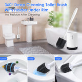 Cenivi Silicone Toilet Brush with Ventilated Holder Set, Rubber Bristles Brush Head, Bathroom Accessories Toilet Bowl Scrubber Cleanner, Freestanding