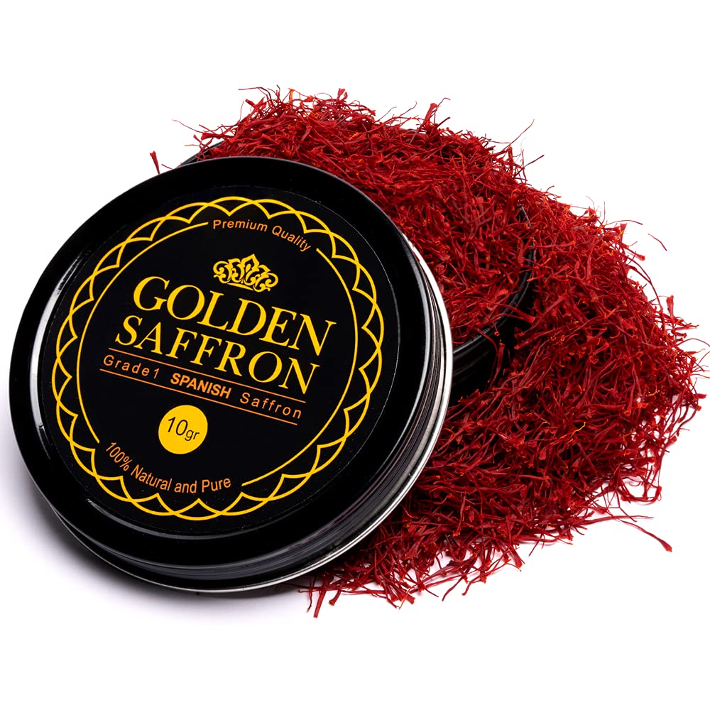 Golden Saffron, Premium Spanish Saffron Threads, Pure Red Spanish Saffron Spice Threads, For Culinary Use Such as Tea, Paella Rice, Risotto, Tachin