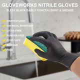 Ultra-Thick Black Gloves for Kitchen & Cleaning - 100PK Disposable, Food Safe, Chemical Resistant - Heavy-Duty Rubber Gloves for Handling, Sanitation