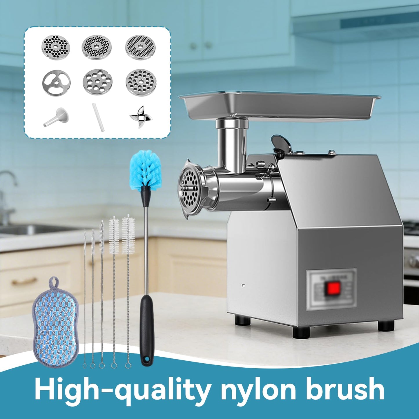 Heavy-Duty Multi-Purpose Kit chen Brush Set | for Meat Grinder, Mixer & Home Cleaning | Complete Kit for Stubborn Residue Removal (16-Piece Set)