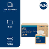 Tork Heavy Duty Paper Wiper White W24, Pop-Up Box, 10 x 90 Sheets, 450175