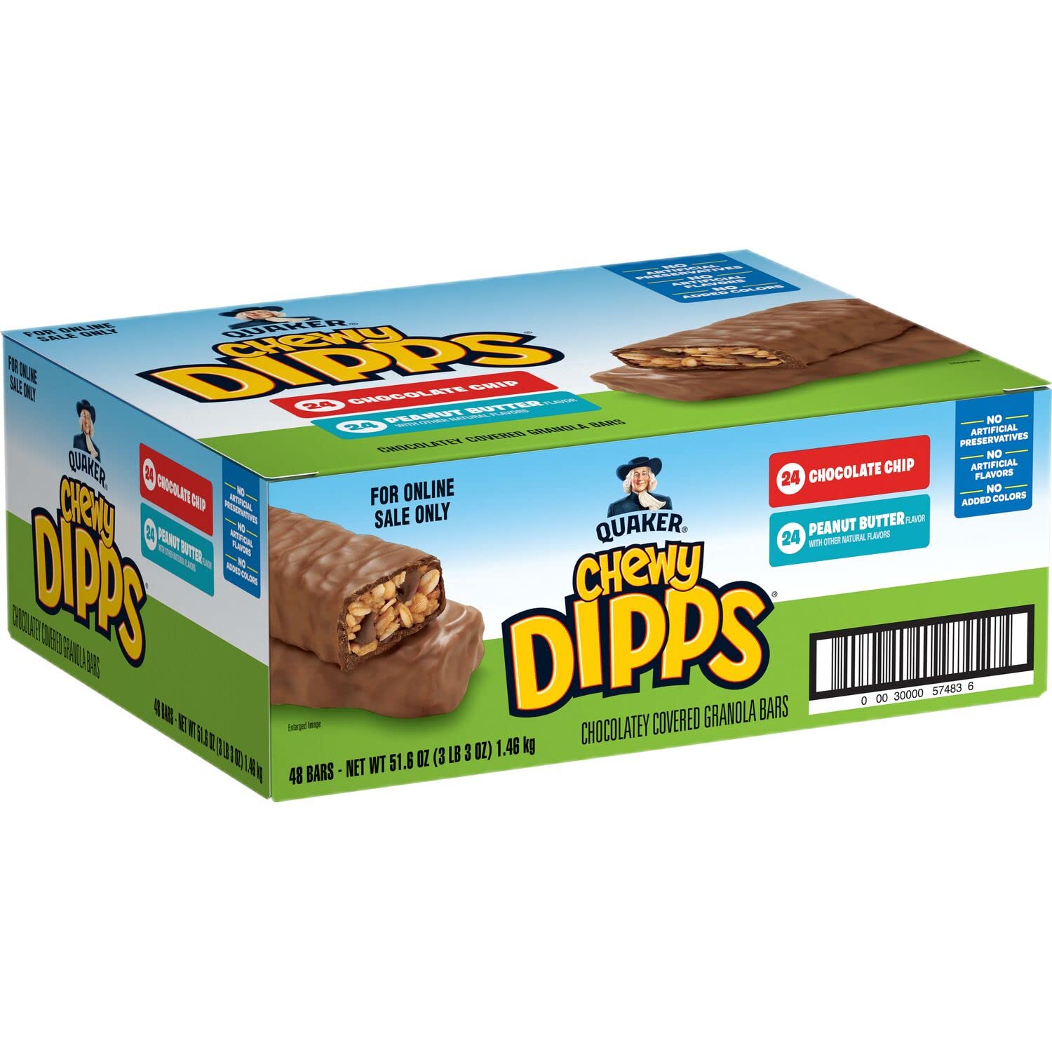 Quaker Chewy Dipps Chocolate Covered Granola Bars, 2 Flavor Variety Pack, 48 Count (Pack of 1)