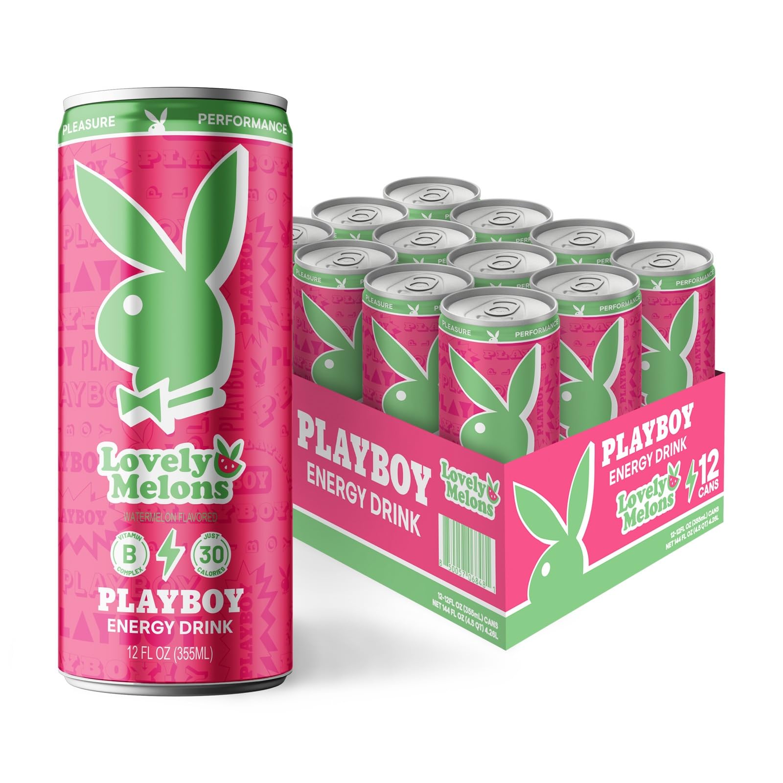 PLAYBOY Energy Drink - Lovely Melons (Watermelon) - 12 Pack of 12oz Cans | Performance + Pleasure Energy | NextGen Lifestyle Drink