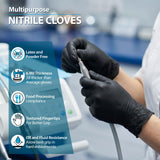 Qinori Black 6 Mil Nitrile Gloves HEAVY DUTY Disposable Chemical Resistant Latex & Powder Free,Food, Mechanic,Cleaning Gloves (XL-100)