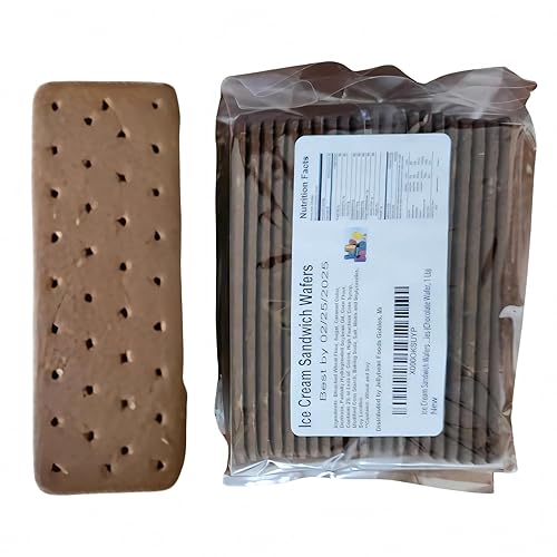 Jellybean Foods Ice Cream Sandwich Wafers - Crispy Chocolate Wafers For Ice Cream Sandwiches - Rectangular Sandwich Wafers - Chocolate Cookies