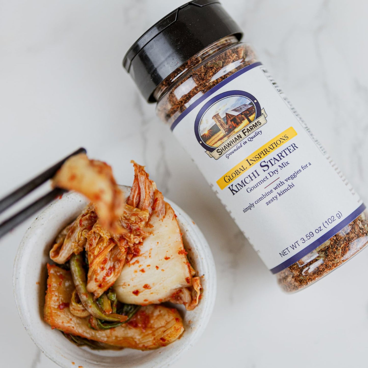 Kimchi Starter Seasoning, No Fish Sauce, Gochugaru, Shawhan Farms, 3.59 oz