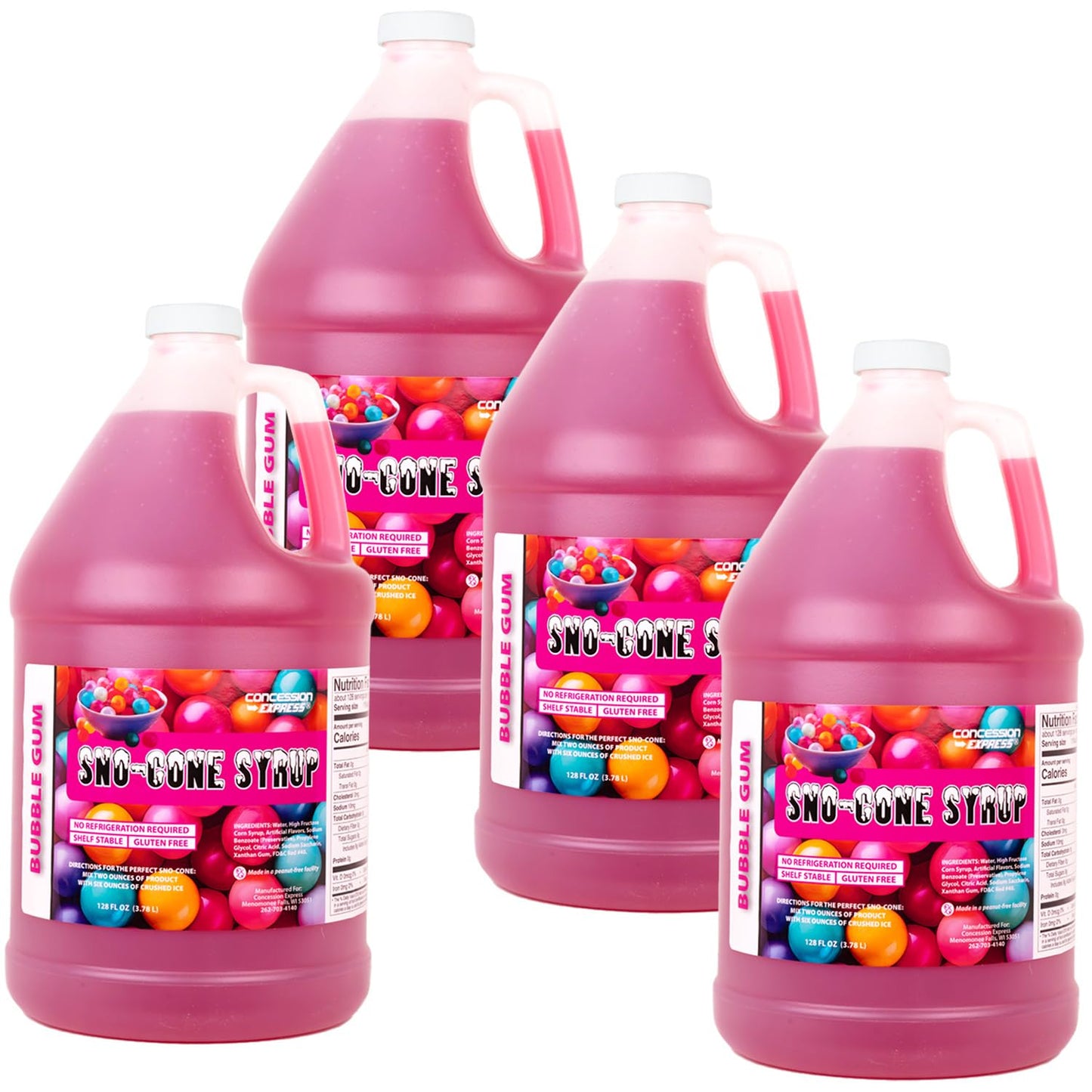 Bubble Gum Snow Cone & Shave Ice Syrup-case-4 Gallons