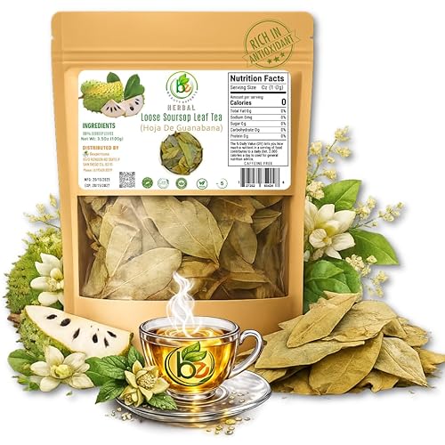 Guanábana (Soursop) Herbal Tea - 3.5 oz (100 g) Dried Leaves - 100% Natural, Vegan, Non-GMO, Sugar-Free, Caffeine-Free - Antioxidant-Rich Herbal