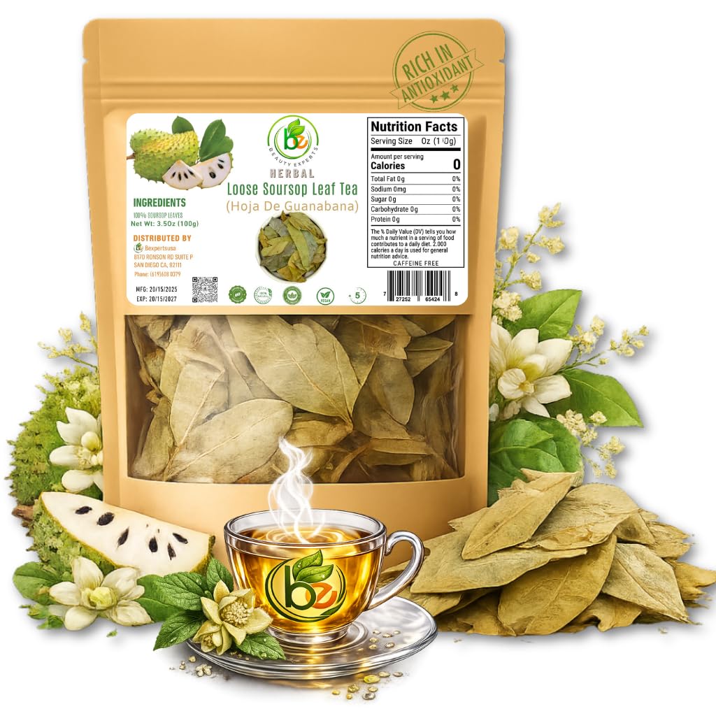 Guanábana (Soursop) Herbal Tea - 3.5 oz (100 g) Dried Leaves - 100% Natural, Vegan, Non-GMO, Sugar-Free, Caffeine-Free - Antioxidant-Rich Herbal