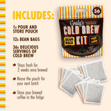 GRADY’S COLD BREW, New Orleans Style, 100% Arabica Ground Coffee & Chicory Pouches, All-in-One Cold Brew Kit with 12 Easy-to-Brew Beans Bags, Makes 36