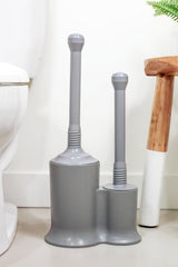 Master Plunger 500 & Toilet Brush Combo Set - Heavy-Duty Gray Toilet Plunger with High-Efficiency Brush and Holder - Durable, Compact Bathroom