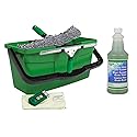 Unger Commercial Window Cleaning Kit Set - Microfiber Sleeve, 14'' ErgoTec Squeegee, 3 Gallon Bucket, 1L Glass Cleaner, Safety Scraper, Microfiber