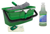 Unger Commercial Window Cleaning Kit Set - Microfiber Sleeve, 14'' ErgoTec Squeegee, 3 Gallon Bucket, 1L Glass Cleaner, Safety Scraper, Microfiber