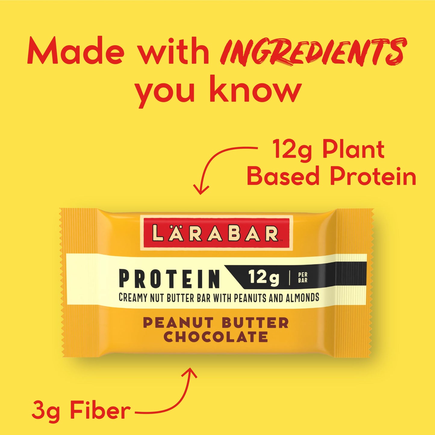 Larabar Peanut Butter Chocolate Protein Bars, 12g Protein, Gluten Free, 12 Ct, 19.08 oz