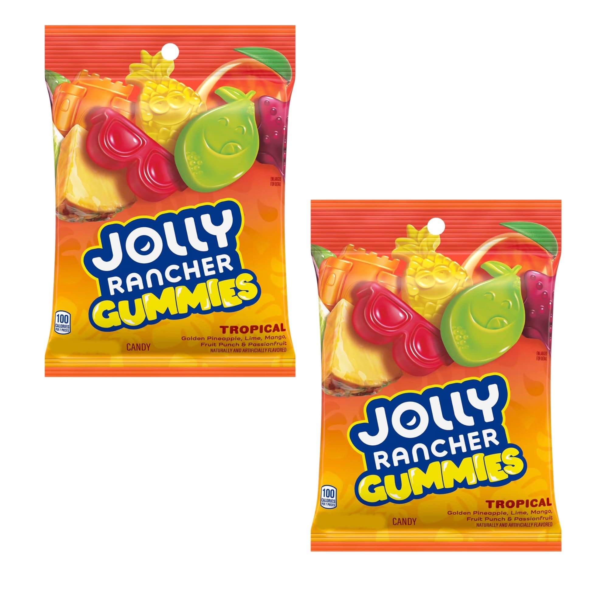 Jolly Rancher Tropical Gummies - Pack of 2 - Taste The Tropics with These Delicious Gummies - Great Flavors of Golden Pineapple, Lime, Mango, Fruit