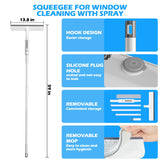PFEIGH Spray Window Squeegee, 3-in-1 Professional Squeegee with Telescopic Extension Pole up to 59"", Home Cleaner Tools for Windows, Bathrooms
