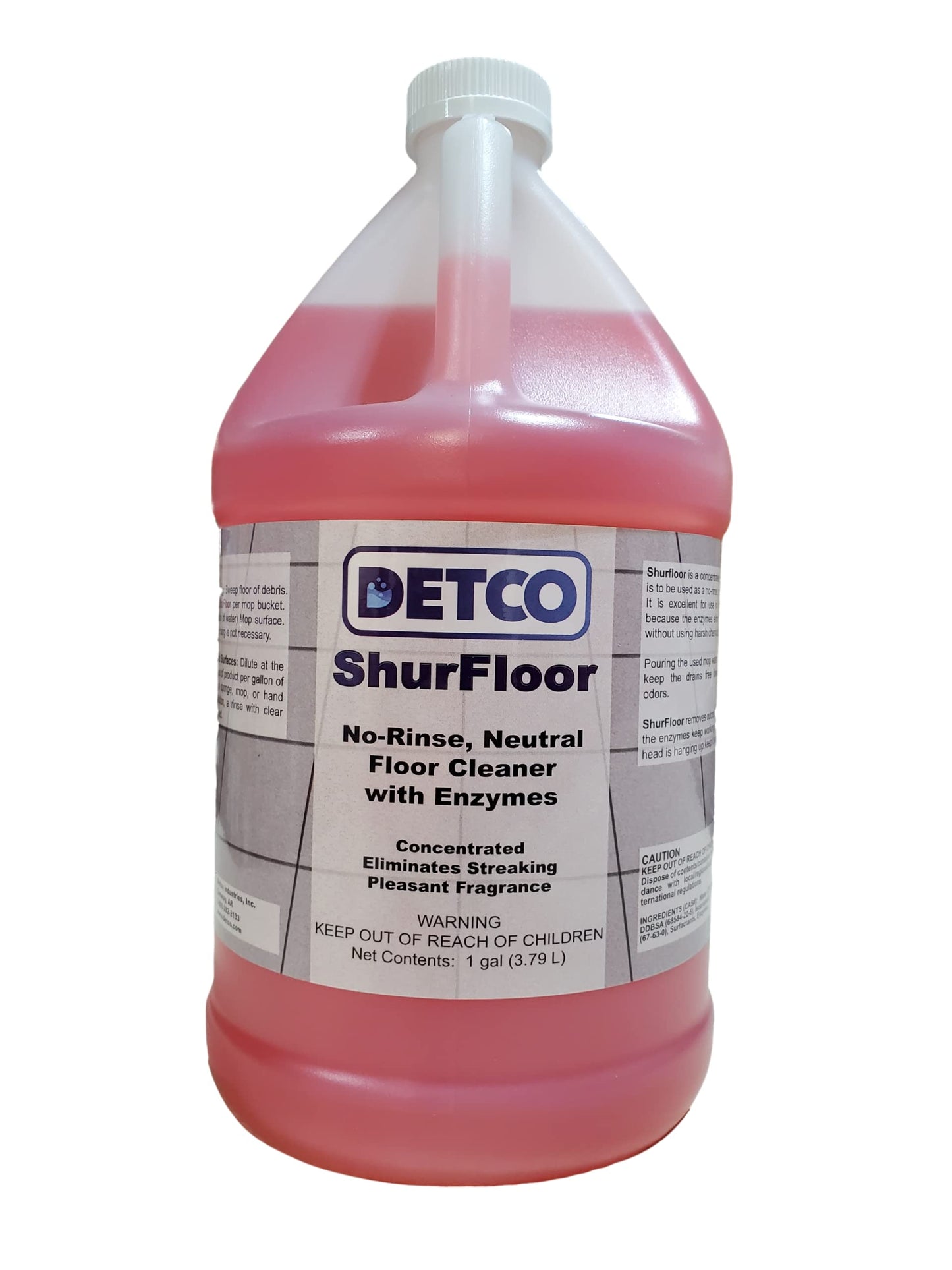 Detco ShurFloor - Professional Strength & Industrial Grade Floor, Drains, & Mop Head Cleaner & Odor Eliminator, 2oz Per Gallon of Hot Water, Daily No