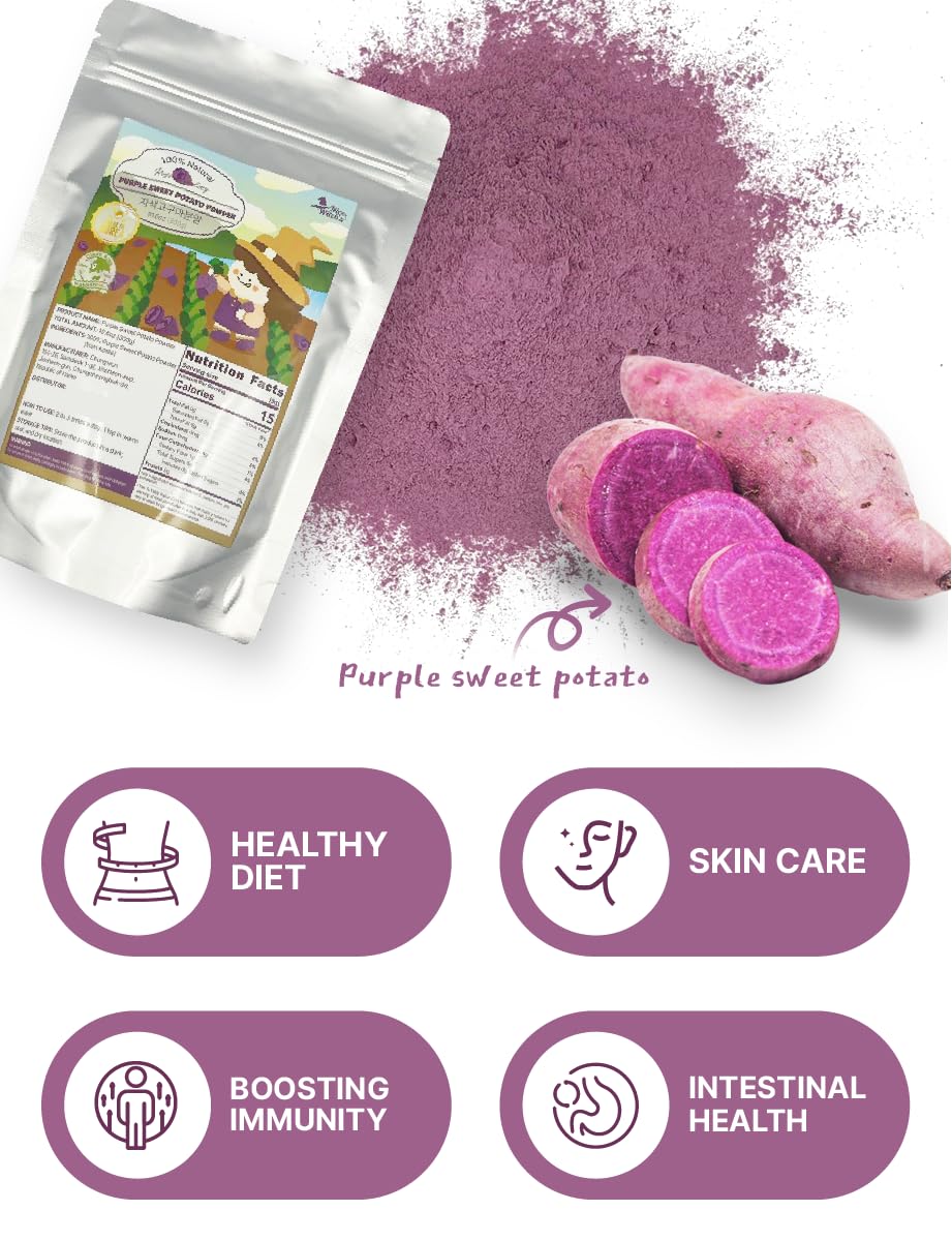 Nice Witch’s Korean Purple Sweet Potato Powder, 100% Natural, Fine Powder for Ube-Style Lattes, Smoothies & Baking, 10.58 oz (300 g)