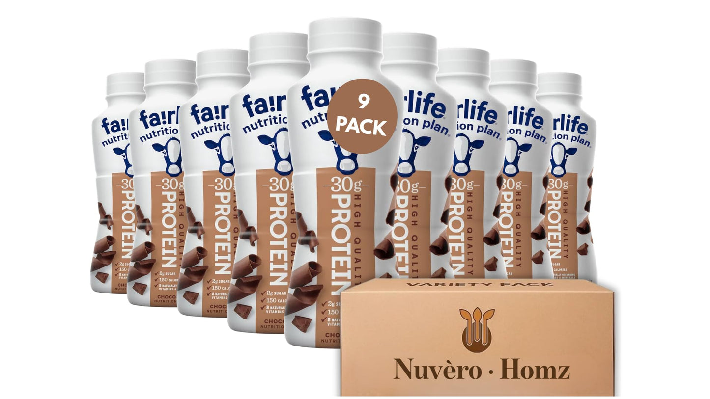 Fairlife Chocolate Protein Shakes | 9 PACK (30g Protein, 11.5 fl oz Each) | High Protein Chocolate Shakes | Exclusively Packaged by Nuvèro·Homz