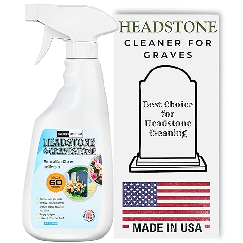 Riverside Essentials 16oz Headstone Cleaner for Graves, Tombstones & Headstones - Highly Effective Solution for Restoring and Protecting Memorials