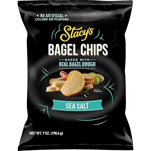 Stacy’s Bagel Chips, Sea Salt, No Artificial Colors or Flavors, 7 oz Bag