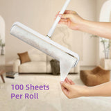 14.17" Extra-Wide Lint Roller Kit with 5 Refills & Dust Cover | Reusable Pet Hair Remover for Furniture, Car, Clothes | Extendable Handle (100