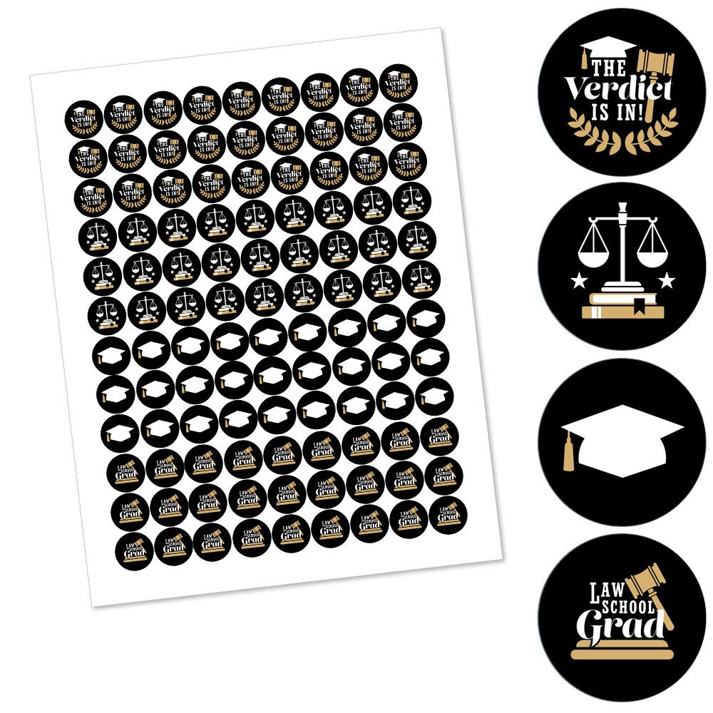 Law School Grad Party Favors - Round Candy Stickers - 108pc