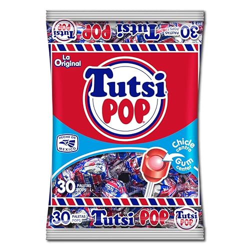 Tutsi Pop La Original Mexican Candy Pops with Cherry Flavor with Tutti Frutti Gum Center, 21.2 Oz