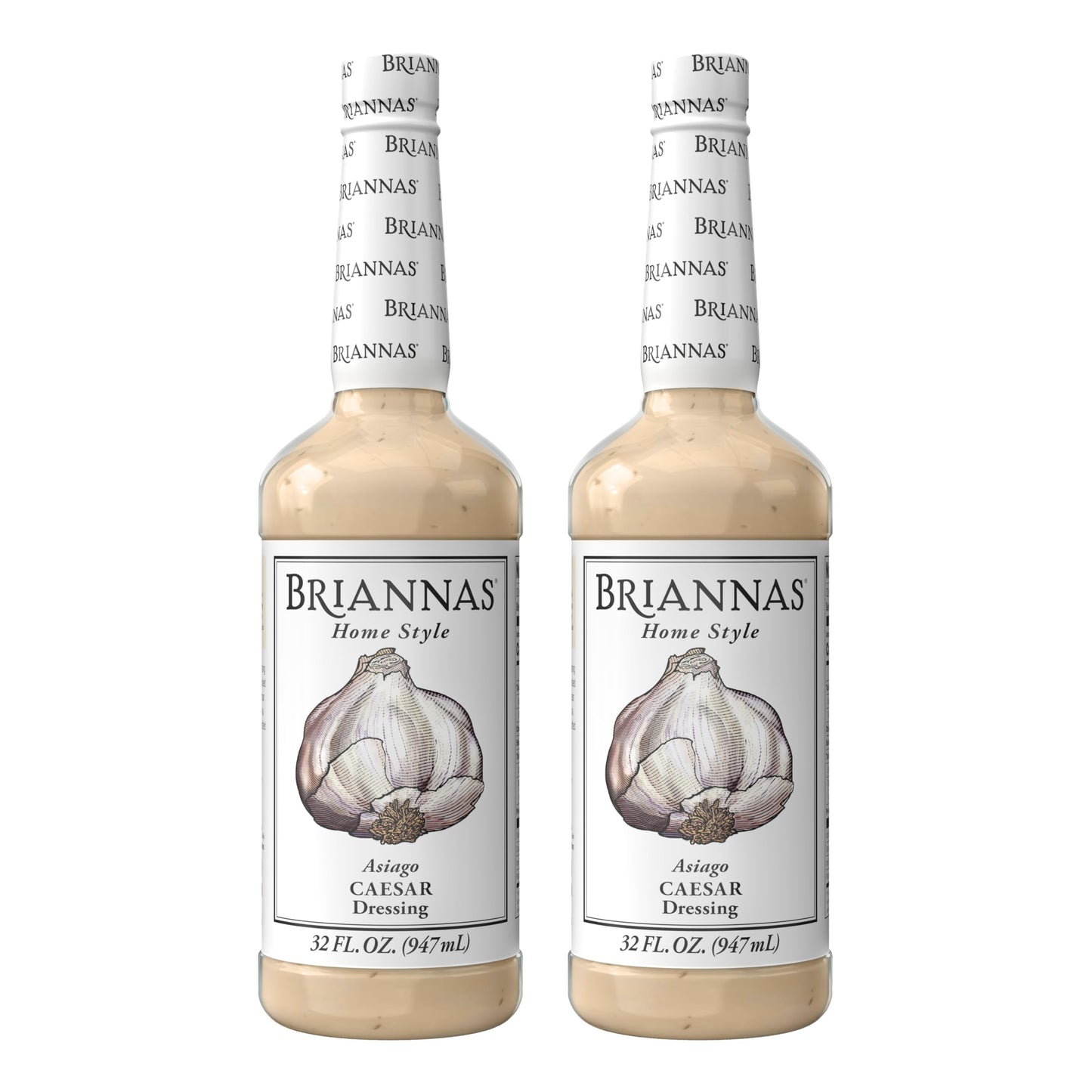 BRIANNAS - Home Style Asiago Caesar Dressing - Fine Salad Dressing made with Premium Ingredients - Gluten Free and Low Sugar Dressing - 32 oz. Bottles