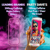 Party Dave's Zero Sugar Energy Drink, 12 Pack -120mg Natural Caffeine & L-Theanine for Focus, B-Vitamins (B6, B12, Biotin), Dye-Free, Original "Tart