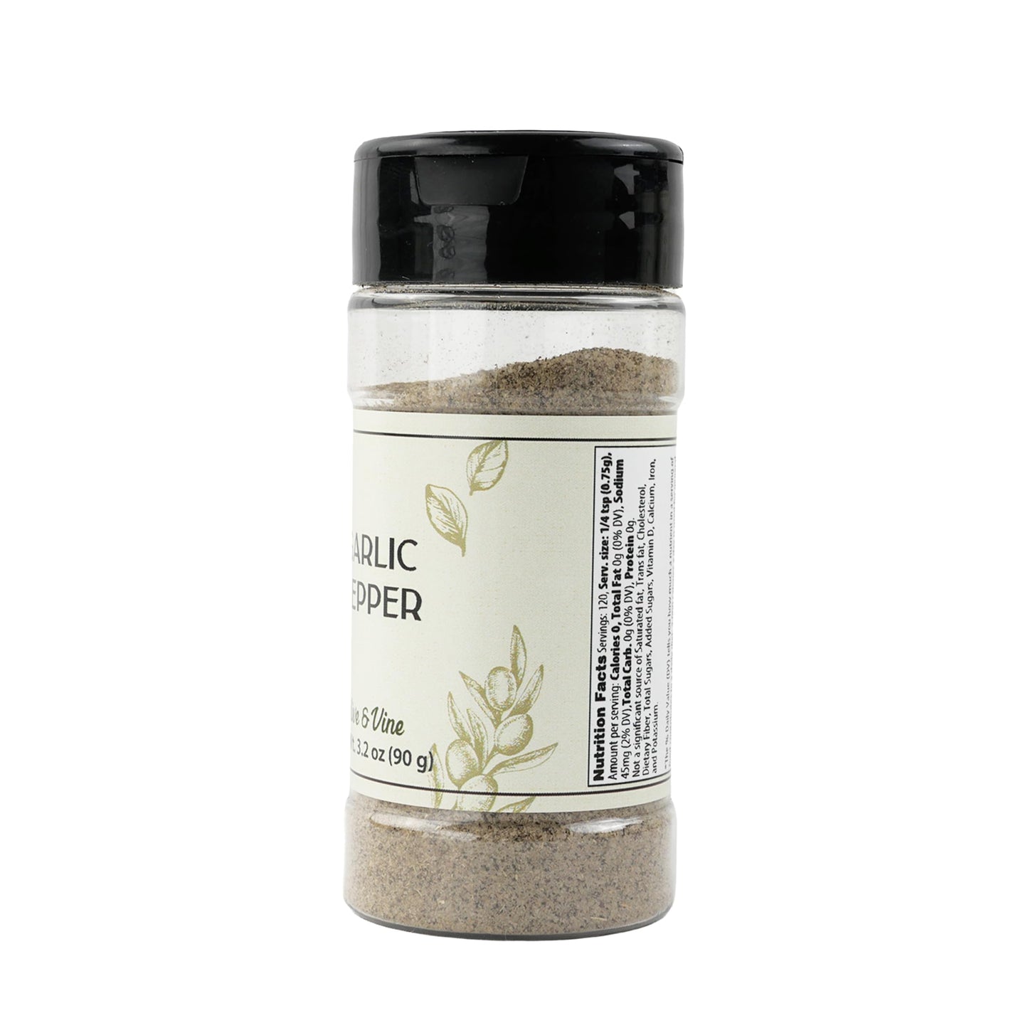 Olive & Vine Garlic Pepper, Bold Flavor, For Seasoning & Marinades, Rich Tradition, Authentic Taste, For Global Recipes (3.2 Ounce)