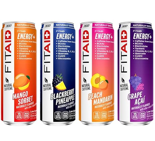 LIFEAID FITAID Energy, 200mg Natural Caffeine, Keto, Variety Pack, Optimum Performance Formula: BCAAs, Quercetin, Electrolytes, Omega-3s, 15 Calories