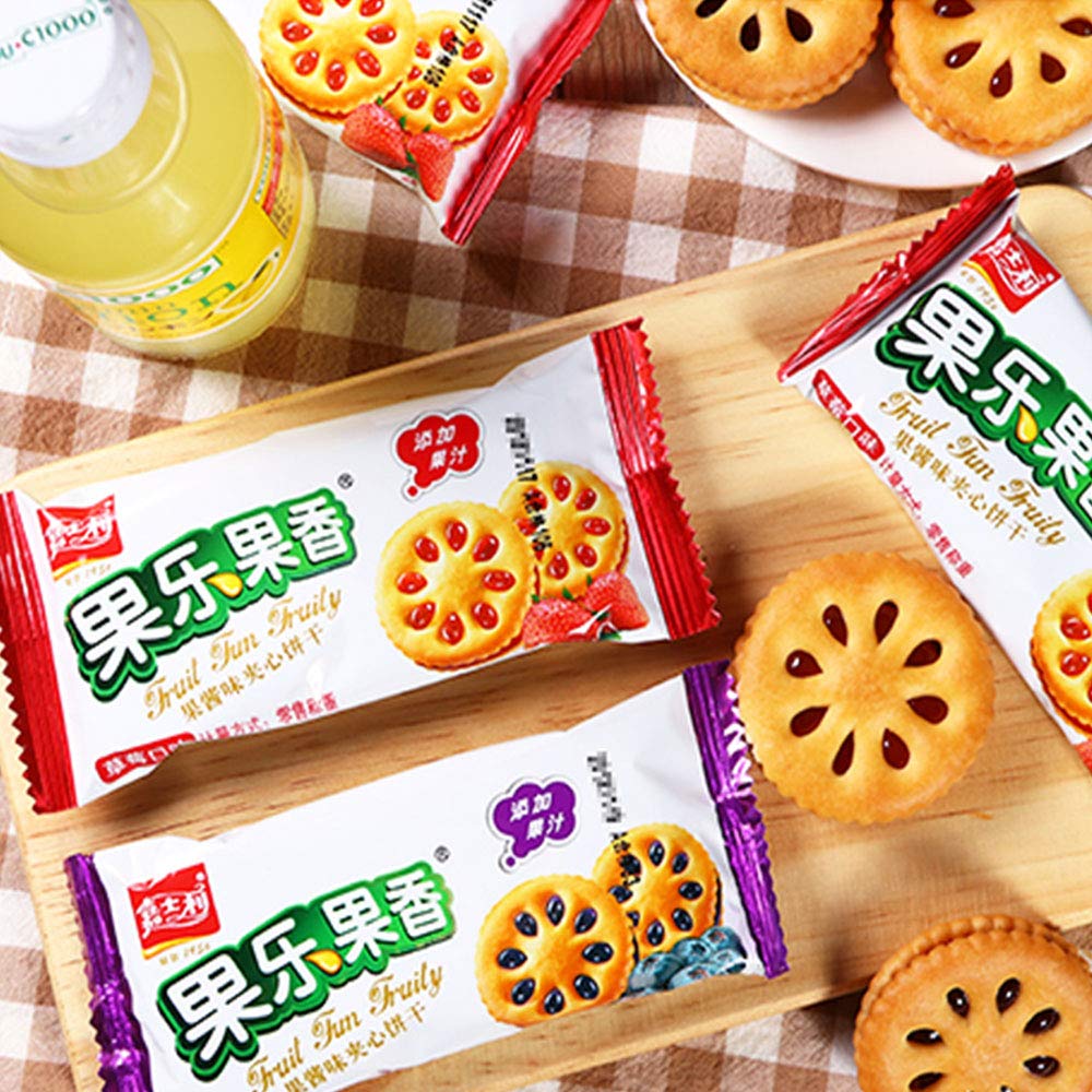 Jiashili Guole Fruit Jam Sandwich Cookies 680g FCL Tea Cakes Casual Dessert Snacks?????????????680g???????????? (Durian flavor/???)