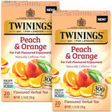 Twinings Peach & Orange Herbal Tea 2-Pack (20 Tea Bags Ea) - Naturally Caffeine-Free Sweet & Juicy Tea + Reusable Tea Bag Holder