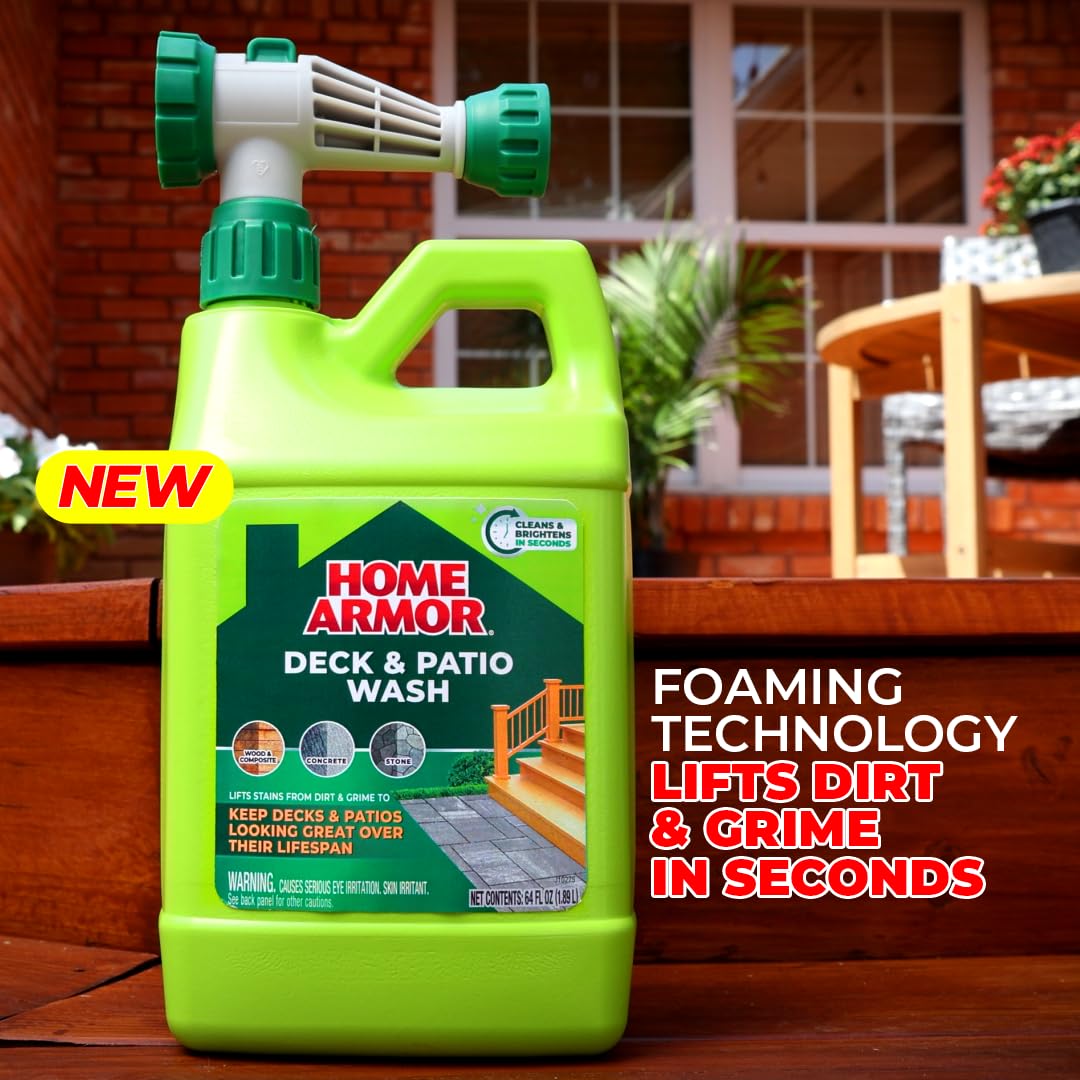 Home Armor Deck & Patio Wash, 64 oz., Lifts Stains from Dirt and Grime to Keep Decks and Patios Looking Great Over Their Lifespan, Used on Wood