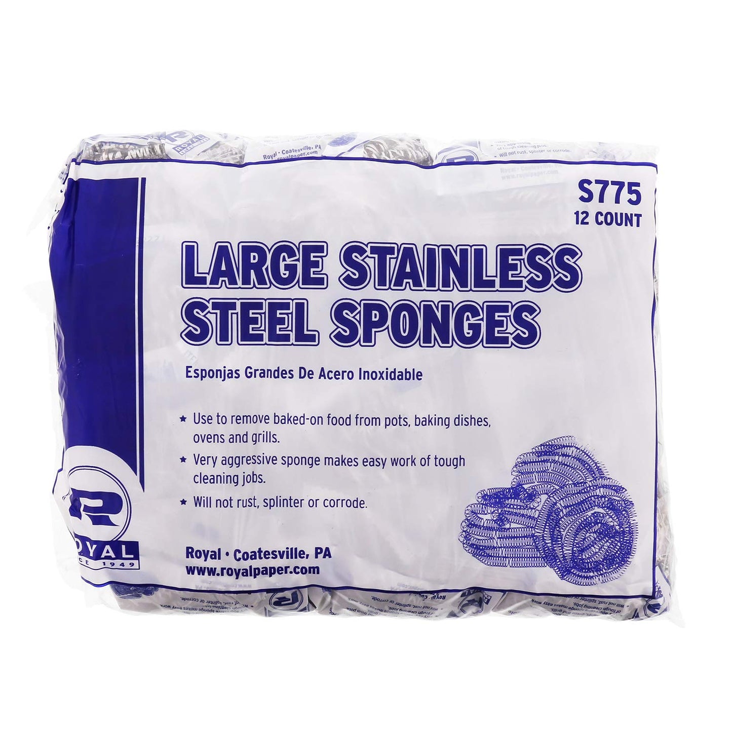 Royal Large Stainless Steel Sponge, Package of 72