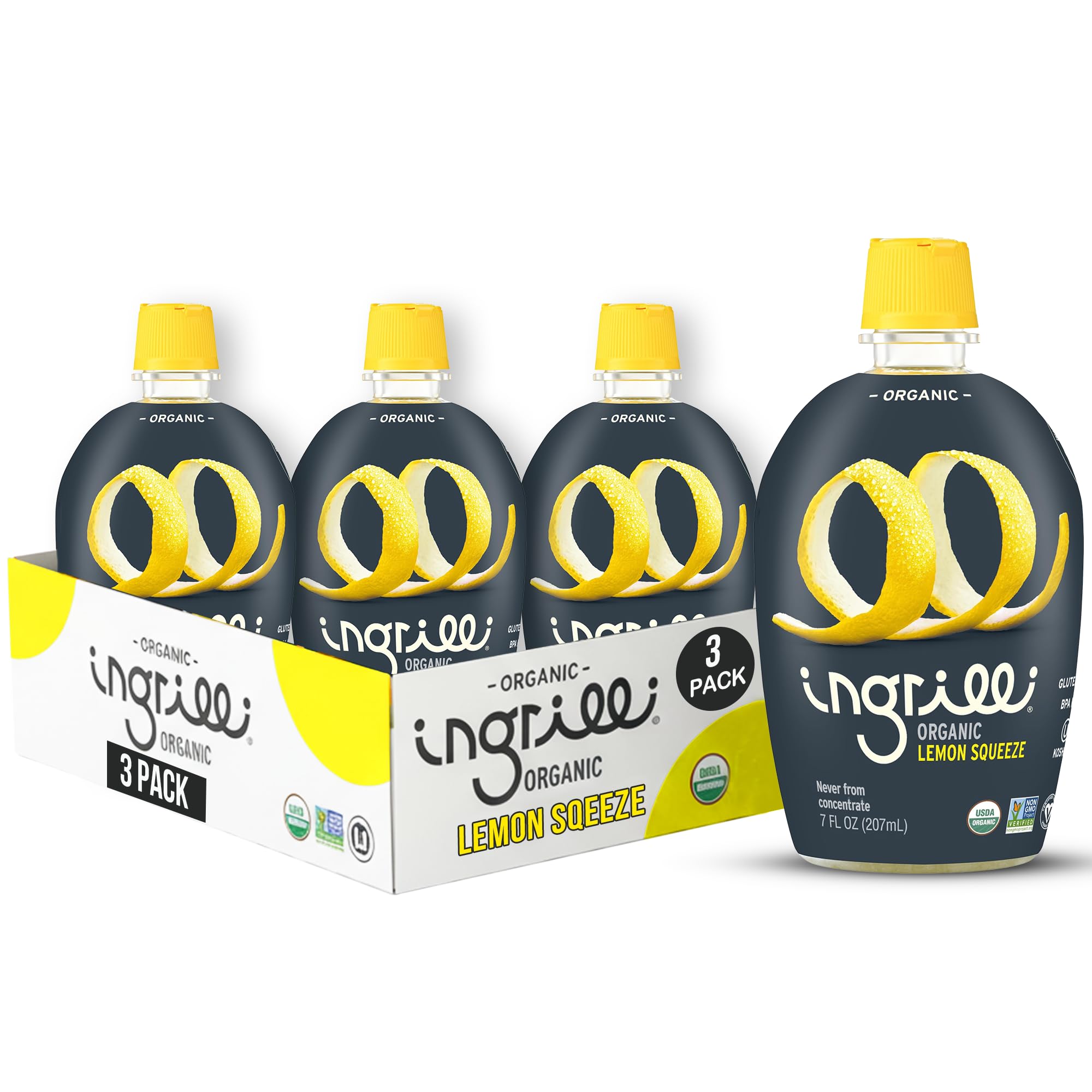Ingrilli Organic Lemon Squeeze, 7 Fl Oz Bottle (Pack of 3)