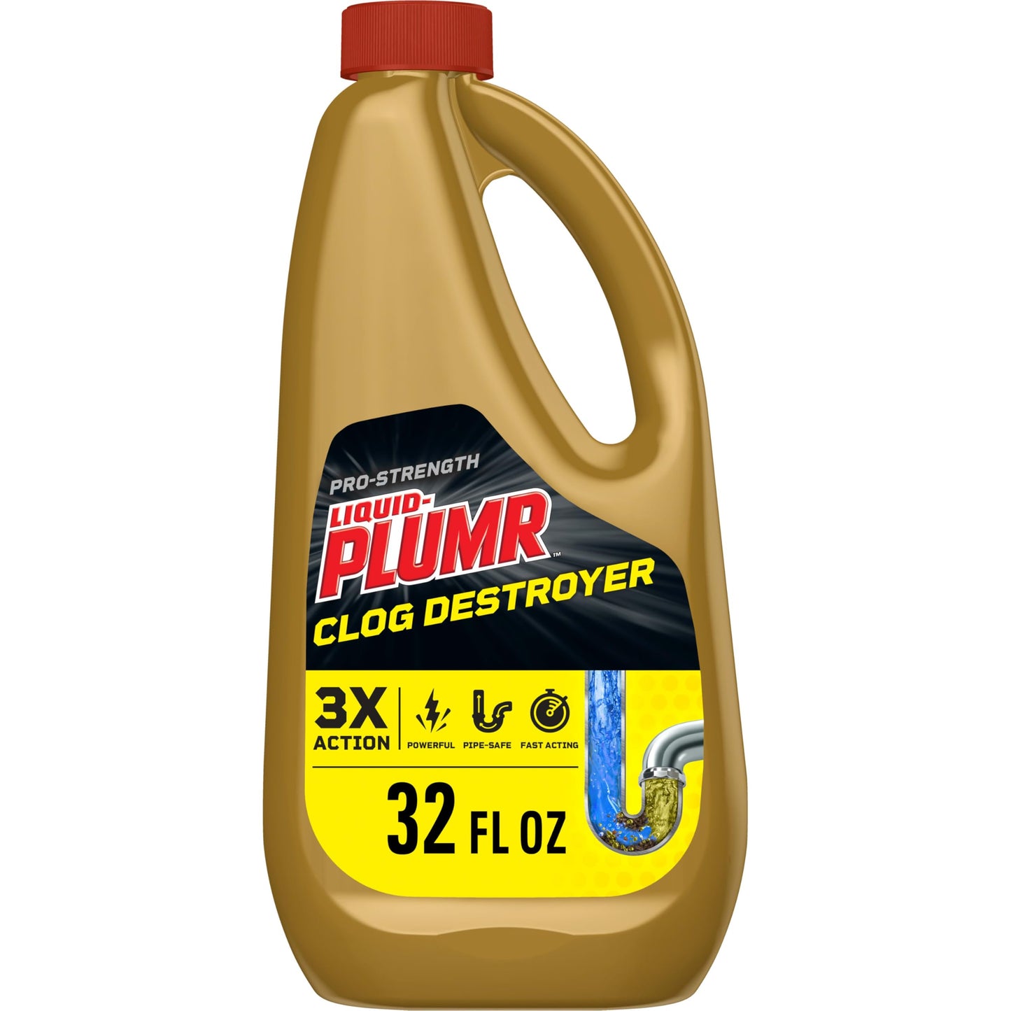 Clorox Liquid-Plumr Pro-Strength Clog Destroyer, Liquid Drain Cleaner, 32 Fl Oz., Pack of 9 (Pack May Vary)