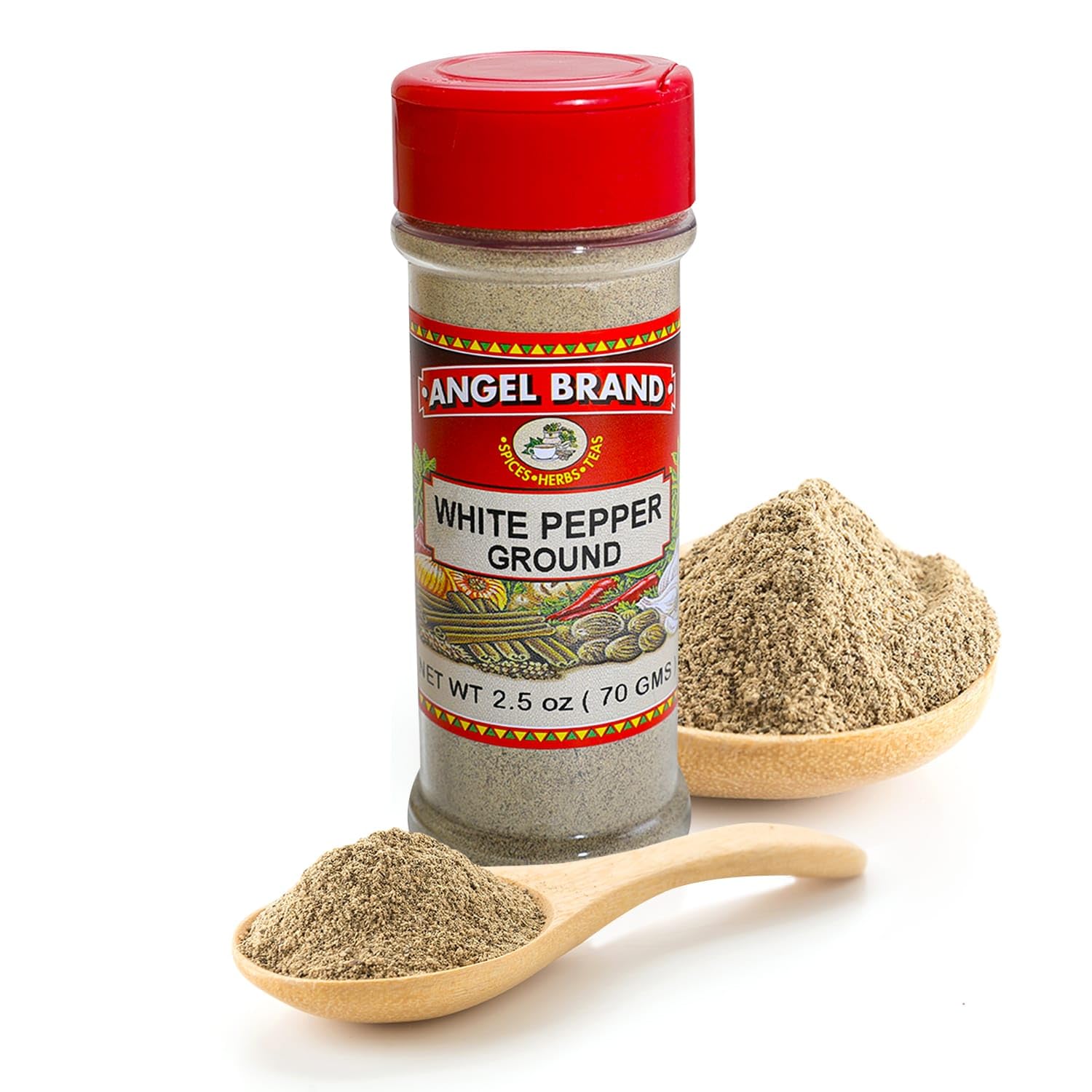Angel Brand White Pepper Ground - 2.5 oz Bottle - Fine Ground White Pepper for Cooking, Seasoning, and Sauces