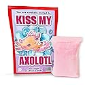 Kiss My Axolotl Gourmet Cotton Candy - Gag Christmas Gifts for Adults and Teens - Gourmet Cotton Candy for the Holidays - Stocking Stuffers and White