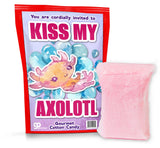 Kiss My Axolotl Gourmet Cotton Candy - Gag Christmas Gifts for Adults and Teens - Gourmet Cotton Candy for the Holidays - Stocking Stuffers and White