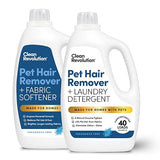 Clean Revolution Pet Hair Remover Laundry System 2-pack: Laundry Detergent + Fabric Softener with HairLift Technology, Fragrance-Free, 6 Natural