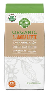 Wellsley Farms Organic Sumatra Estate Whole Bean Coffee, 40 oz.