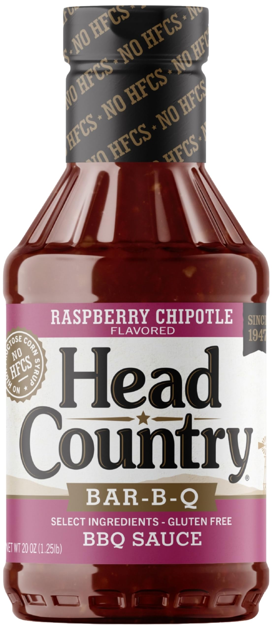 Head Country BBQ Sauce, Raspberry Chipotle | 20 oz | Sweet & Smoky Barbecue