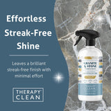 Therapy Granite Cleaner Kit with Microfiber - Daily Countertop Cleaner for Stone, Granite, Marble, Soapstone, Quartz, Quartzite, Slate, Headstone