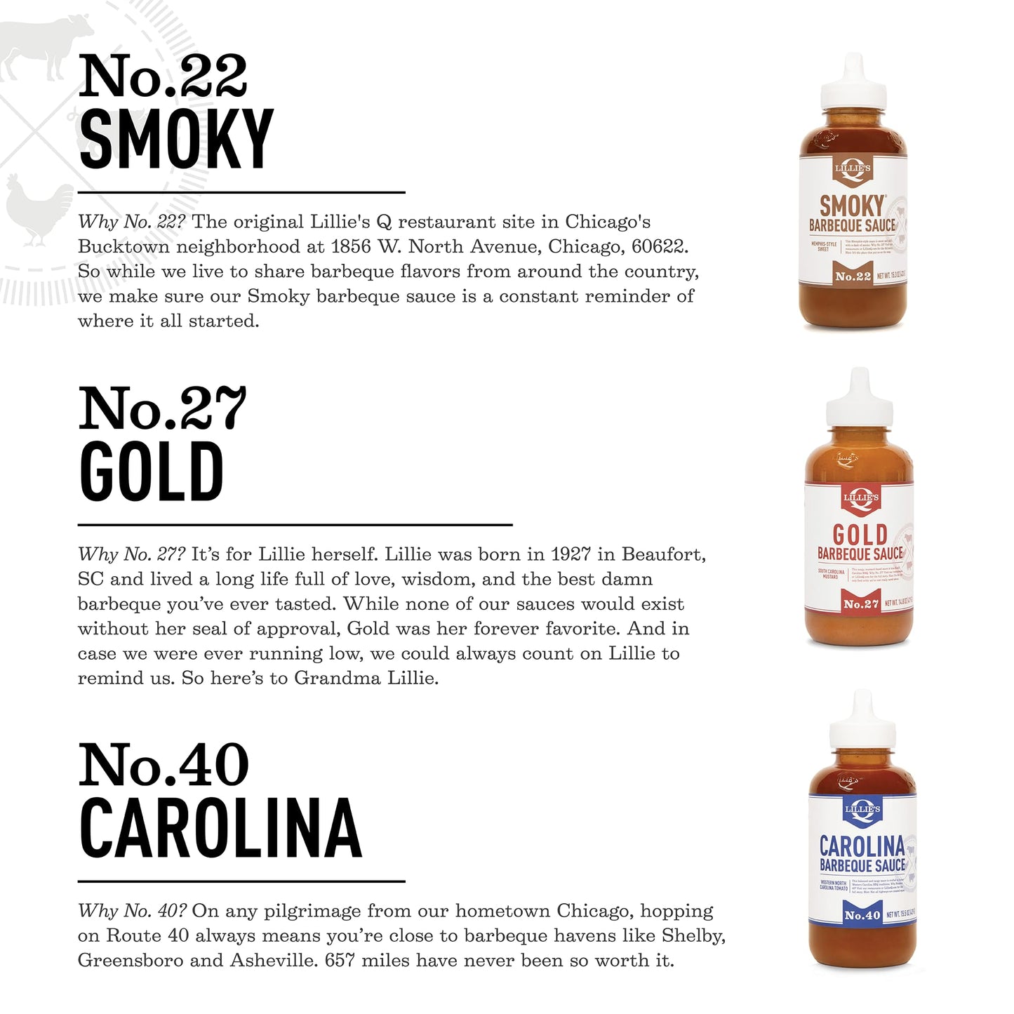 Lillie's Q - Smoky (15.3oz), Gold (14.8oz) & Carolina BBQ (15.5oz) Sauce Combo, Gourmet Mustard, Sweet & Vinegar Based BBQ (3-pack)