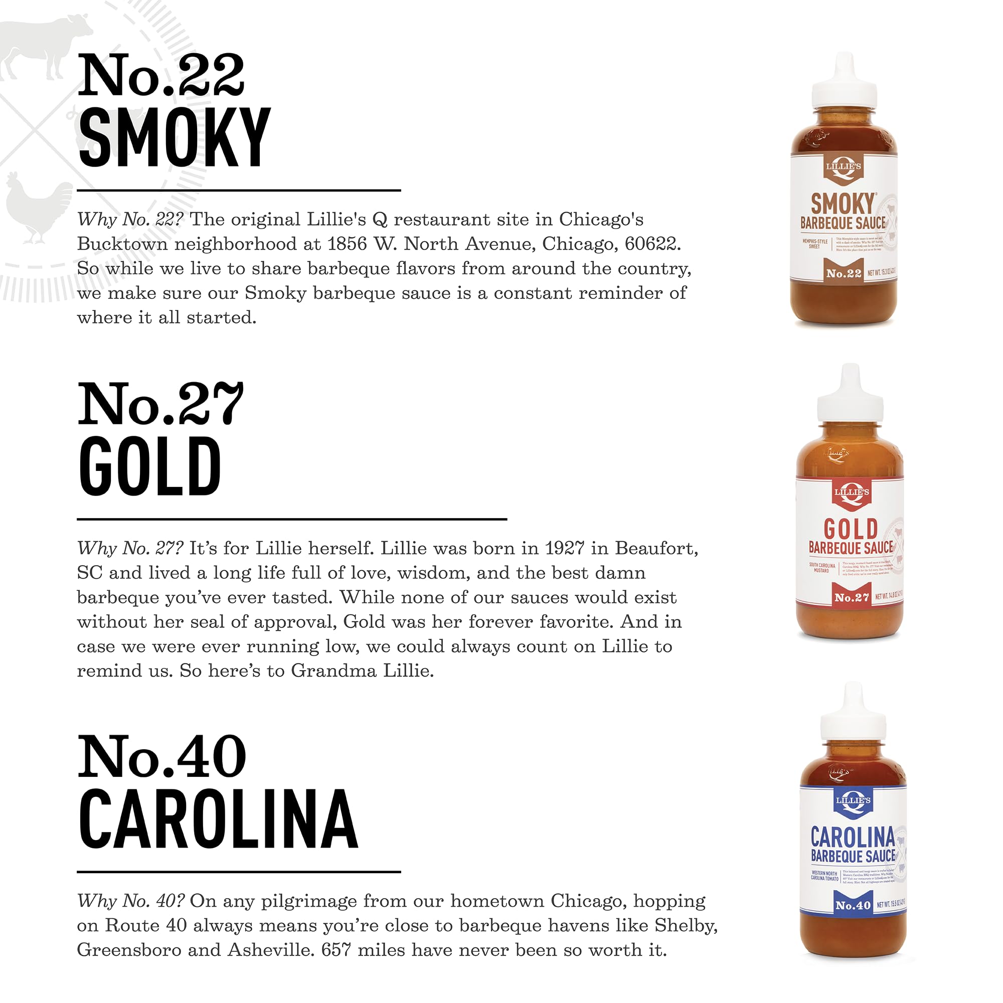 Lillie's Q - Smoky (15.3oz), Gold (14.8oz) & Carolina BBQ (15.5oz) Sauce Combo, Gourmet Mustard, Sweet & Vinegar Based BBQ (3-pack)